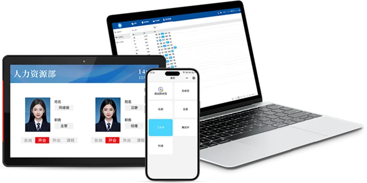 人员去向管理后台与电子门牌显示界面